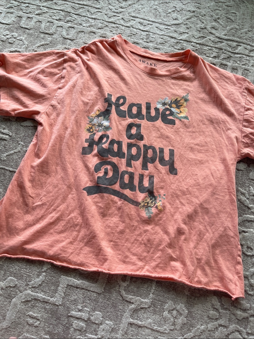 Awake Coral Graphic 'Have a Happy Day' Tee